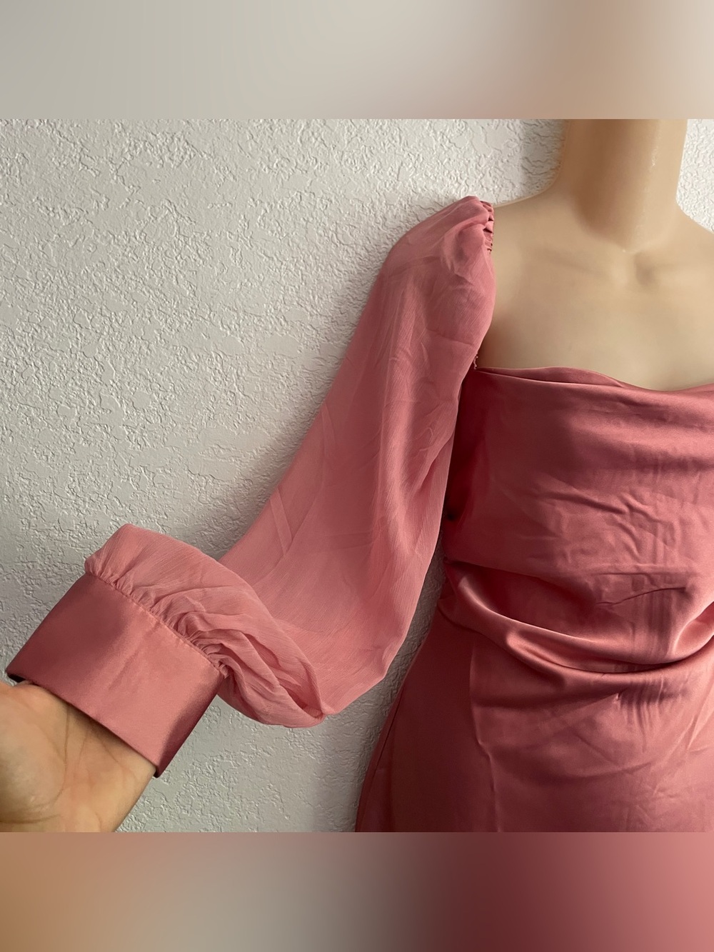 WeWoreWhat Silky Cowl Satin Rosewood Pink Mini Dress Size 6 Romantic Tea Party - Picture 6 of 10